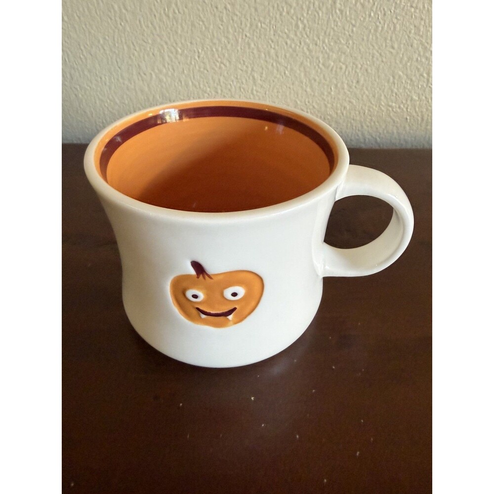 Starbucks Mug Halloween 2006 Pumpkin JOL Vampire White Orange